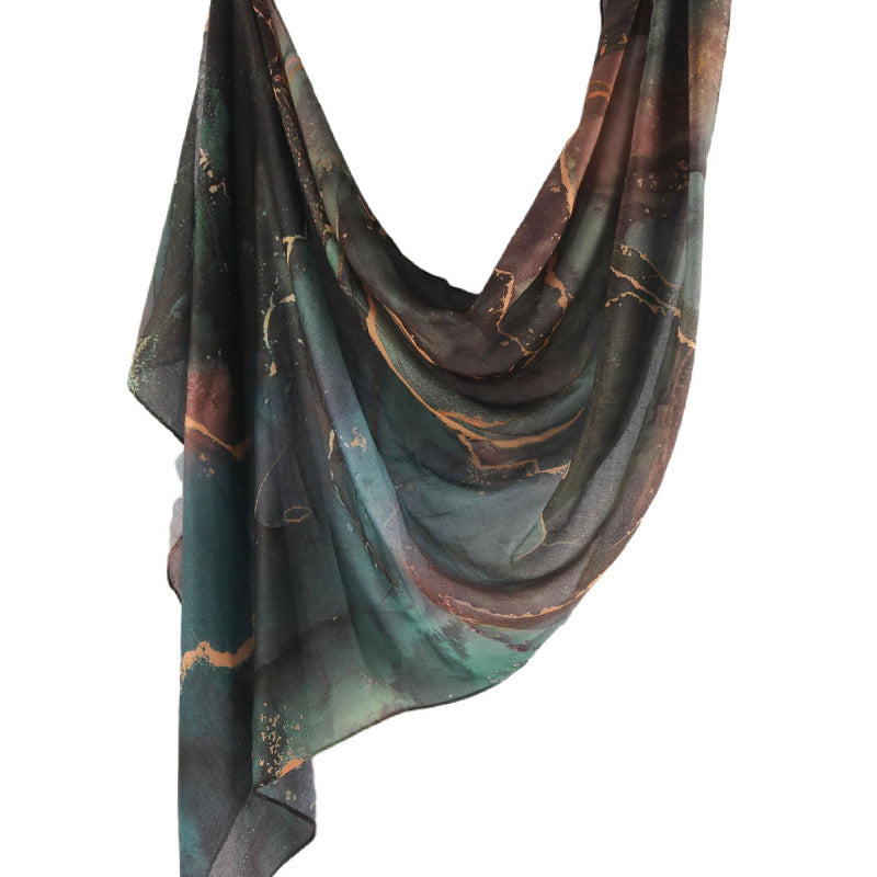 Cross-border hot selling watercolor painting series modal cotton shawl satin print scarf ethnic headscarf women's scarf