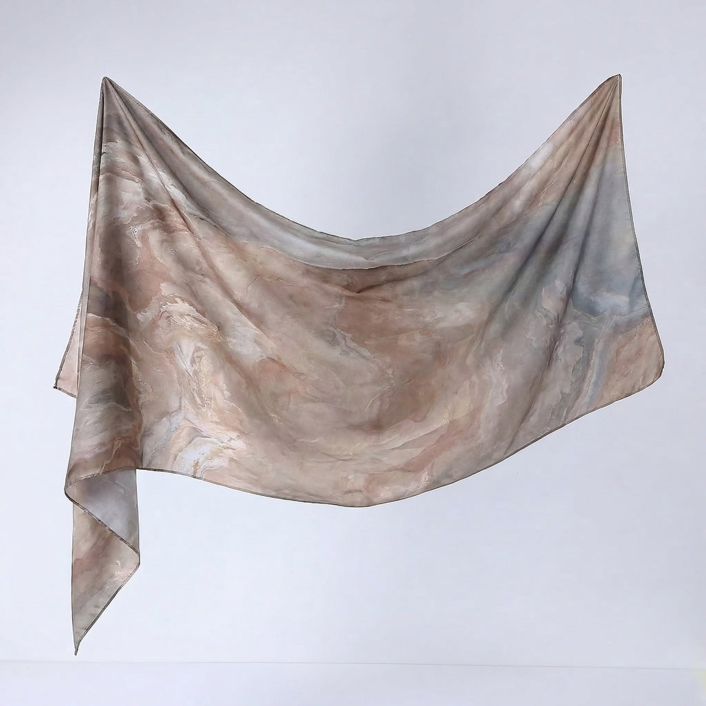 Cross-border silk scarf long strip scarf for women, watercolor breathable sun-protection shawl, summer thin Malaysian headscarf