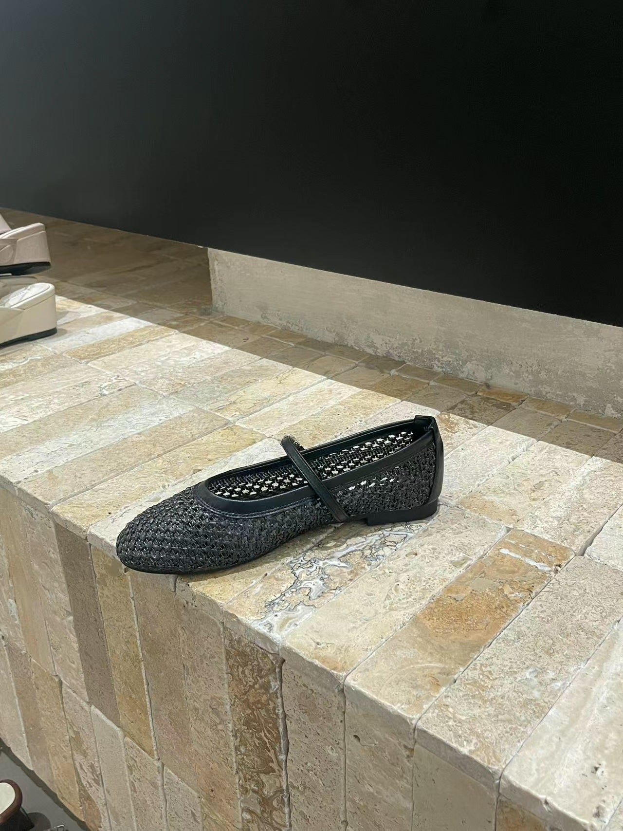 Summer 2025 New Round Toe French Flat Mary Jane Shoes Woven Vintage Single Shallow One Strap Single Shoe