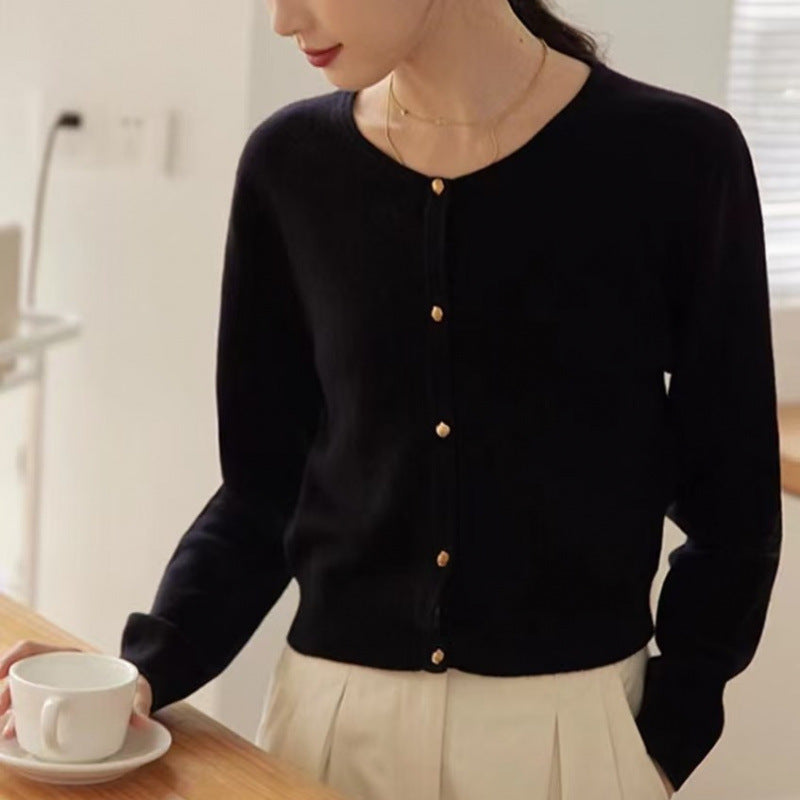 Dark Red Women's Wool Knitted Autumn Winter Cardigan