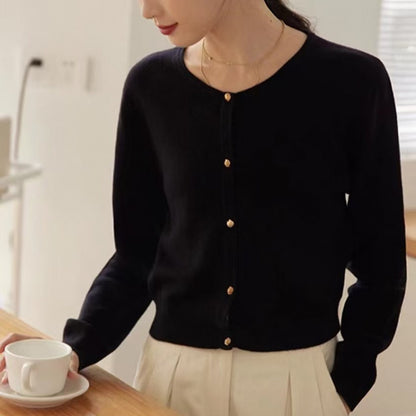 Dark Red Women's Wool Knitted Autumn Winter Cardigan