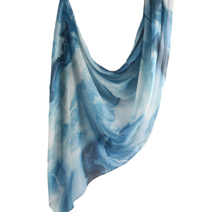 Cross-border hot selling watercolor painting series modal cotton shawl satin print scarf ethnic headscarf women's scarf
