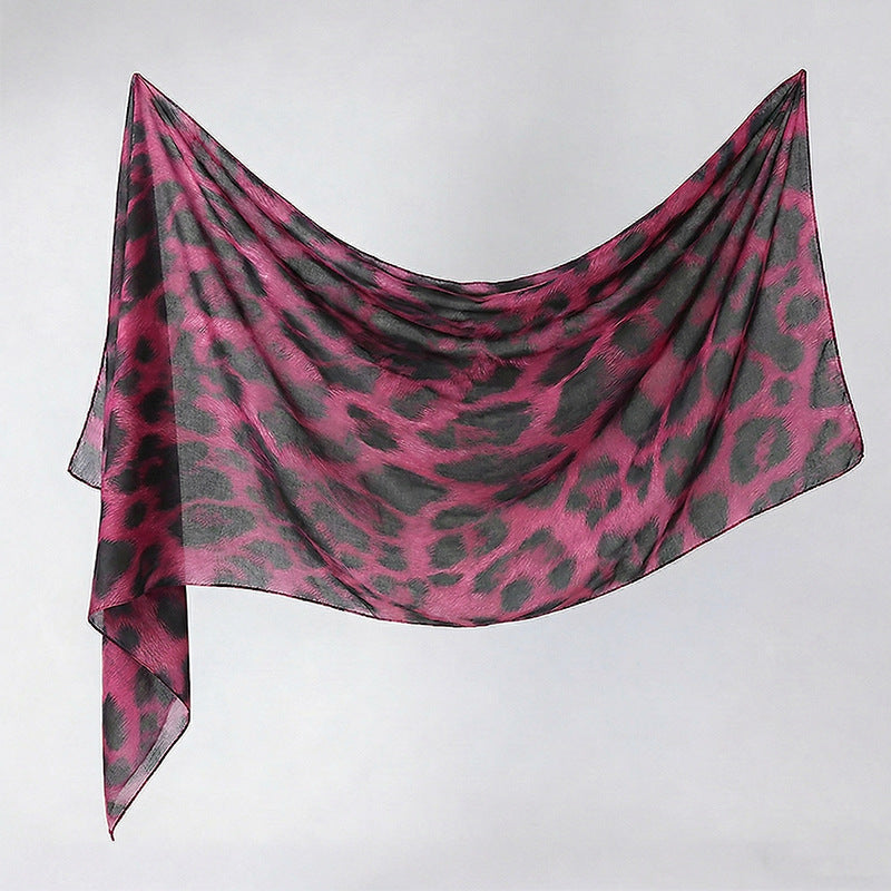 Cross-border silk scarf long strip scarf for women, watercolor breathable sun-protection shawl, summer thin Malaysian headscarf