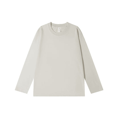300g cotton long sleeve heavy crew neck solid color T-shirt women's loose versatile base shirt couple men's and women's style