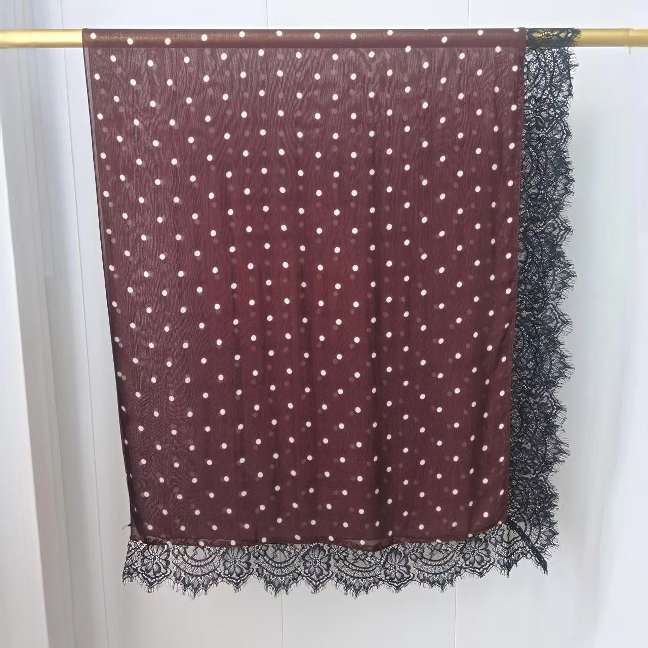 Modal polka dot print lace hijab