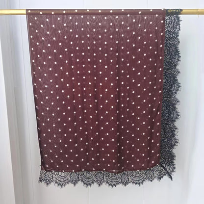 Modal polka dot print lace hijab