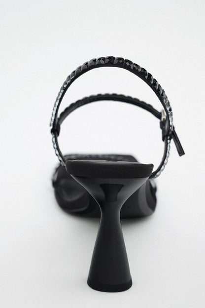 Black Rhinestone Heels
