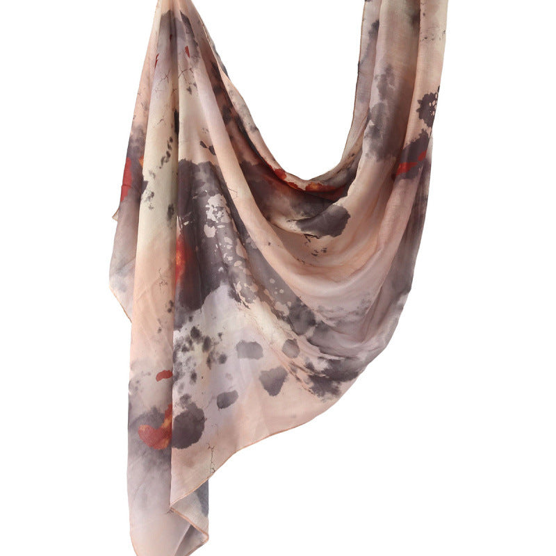 Cross-border hot selling watercolor painting series modal cotton shawl satin print scarf ethnic headscarf women's scarf