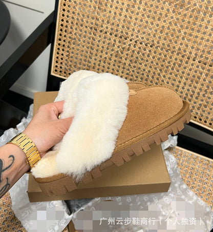 UG home Sampo Tast snow boots women's fur integrated star flip flops warm slip-on shoes thick-soled non-slip cotton shoes women's boots