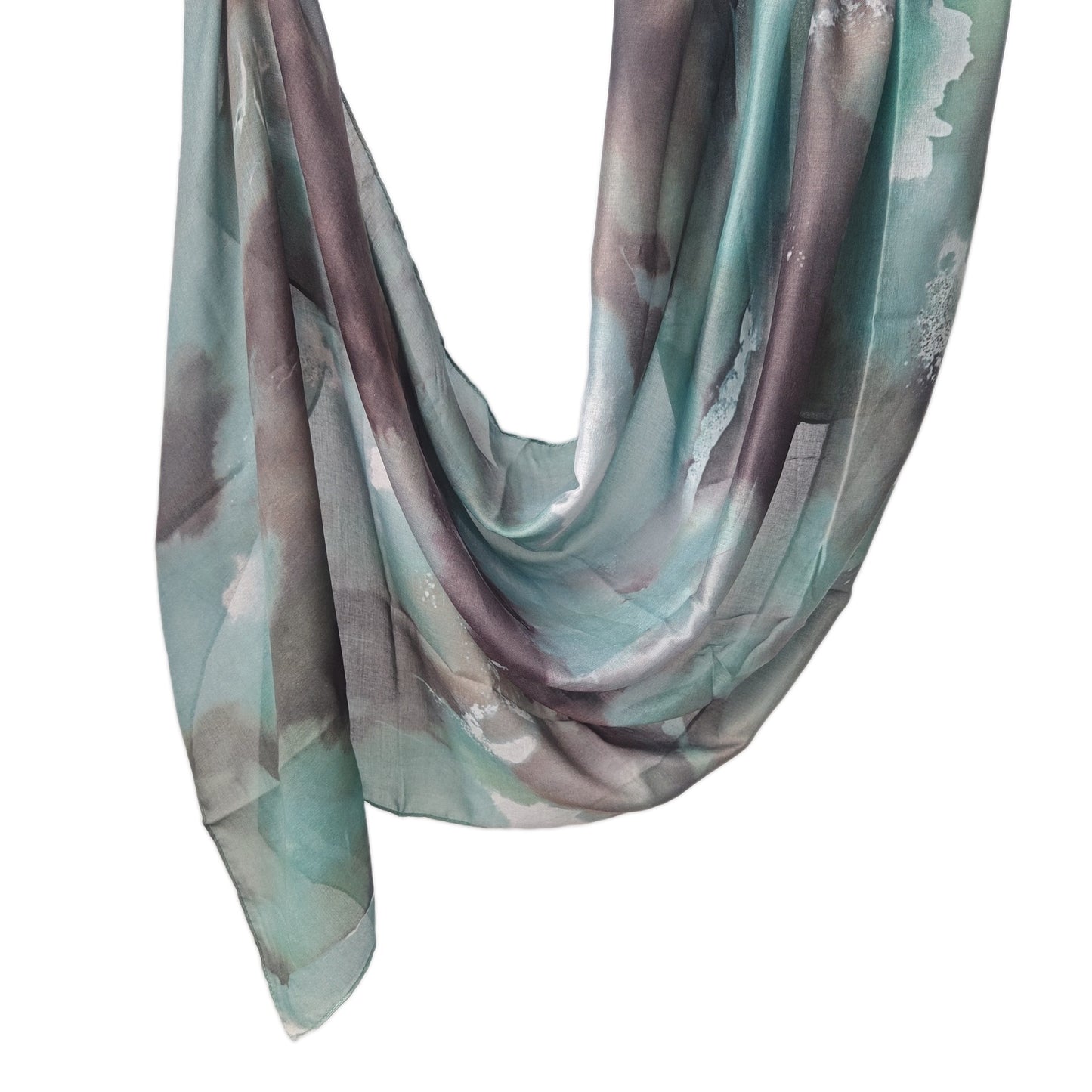[Polyester Cotton Printing] cross-border hot selling watercolor series printed scarf double-sided penetration soft surrounding tie-dye east end