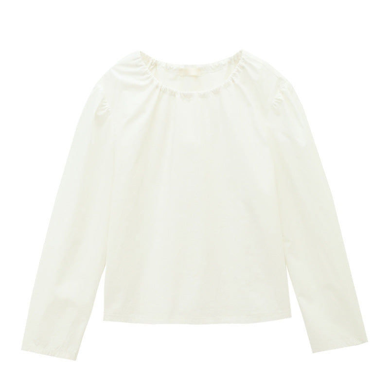 Love and Nancy Guangzhou Thirteen Lines Xia Yuan Innovative Korean Drawstring Drop Shoulder Puff Sleeve Crew Neck Shirt 11065