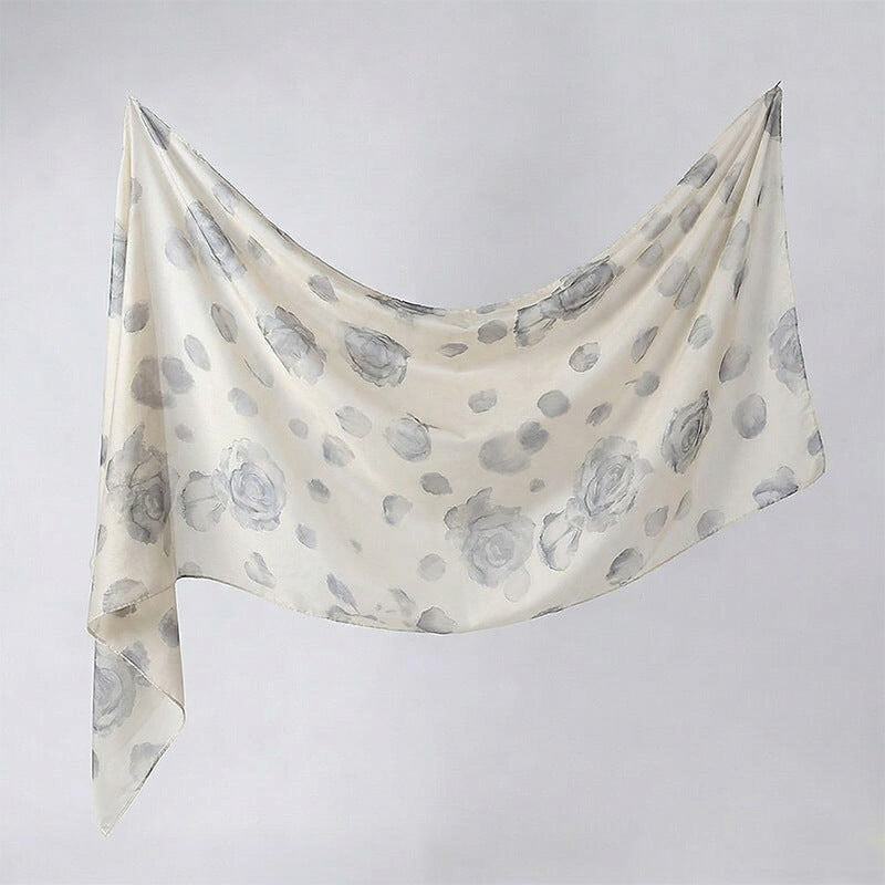 Cross-border silk scarf long strip scarf for women, watercolor breathable sun-protection shawl, summer thin Malaysian headscarf