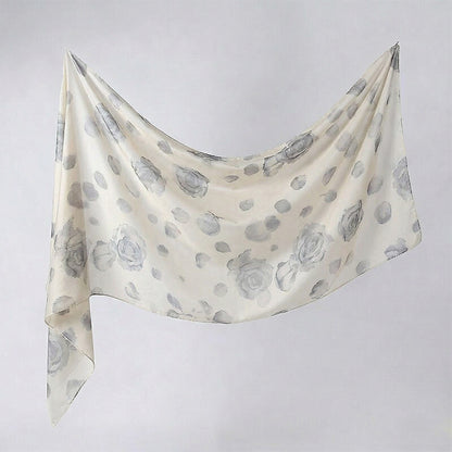 Cross-border silk scarf long strip scarf for women, watercolor breathable sun-protection shawl, summer thin Malaysian headscarf