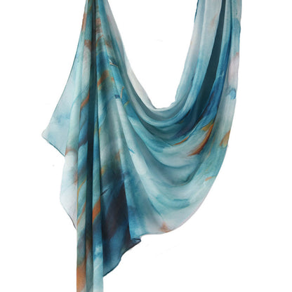 Cross-border hot selling watercolor painting series modal cotton shawl satin print scarf ethnic headscarf women's scarf