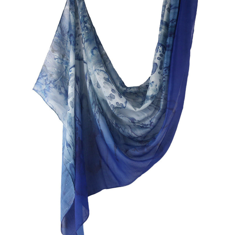Cross-border hot selling watercolor painting series modal cotton shawl satin print scarf ethnic headscarf women's scarf