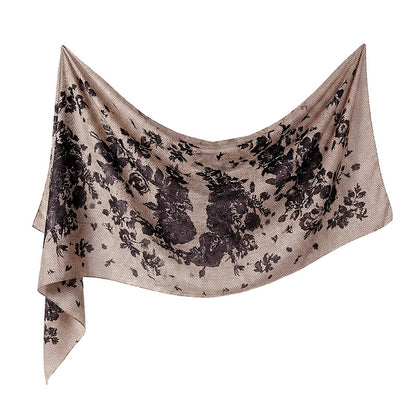 Cross-border silk scarf long strip scarf for women, watercolor breathable sun-protection shawl, summer thin Malaysian headscarf