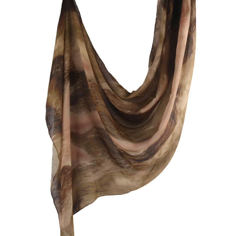 Cross-border hot selling watercolor painting series modal cotton shawl satin print scarf ethnic headscarf women's scarf