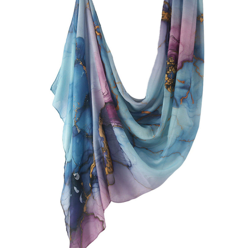 Cross-border hot selling watercolor painting series modal cotton shawl satin print scarf ethnic headscarf women's scarf
