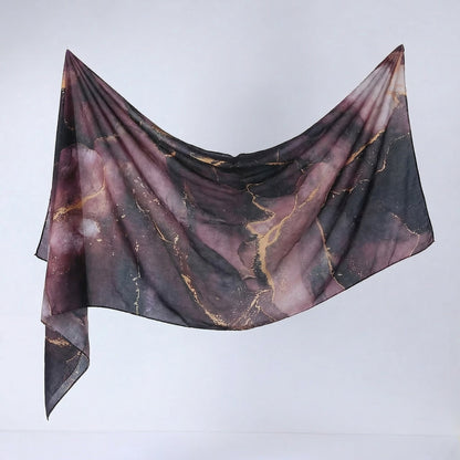 Cross-border silk scarf long strip scarf for women, watercolor breathable sun-protection shawl, summer thin Malaysian headscarf