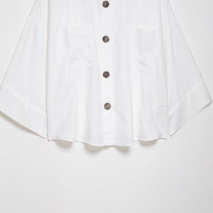 Foreign trade wholesale spring new European and American style loose blend wide-sleeve shirt 2475709