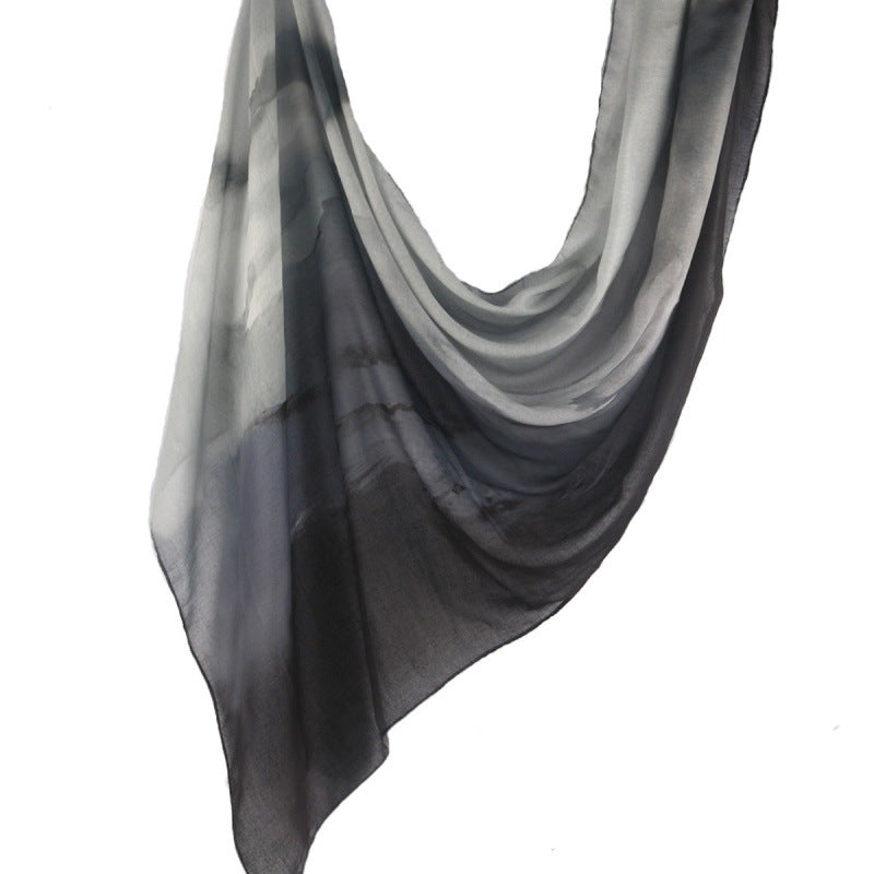 Cross-border hot selling watercolor painting series modal cotton shawl satin print scarf ethnic headscarf women's scarf