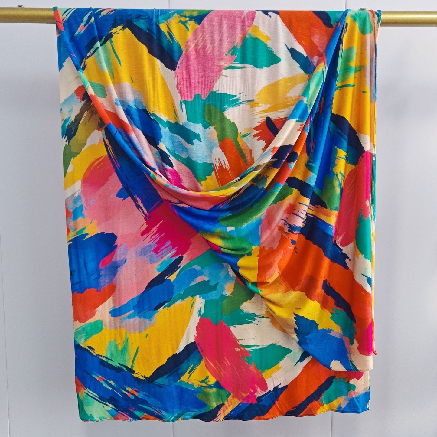 [Mercerized Cotton Double-sided Print] 145g High Quality Mercerized Cotton Boho Style Fashion Watercolor Print Scarf