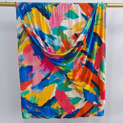[Mercerized Cotton Double-sided Print] 145g High Quality Mercerized Cotton Boho Style Fashion Watercolor Print Scarf