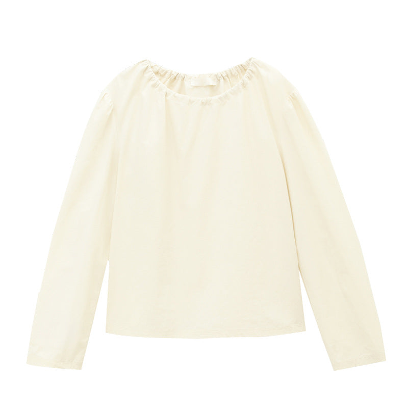 Love and Nancy Guangzhou Thirteen Lines Xia Yuan Innovative Korean Drawstring Drop Shoulder Puff Sleeve Crew Neck Shirt 11065