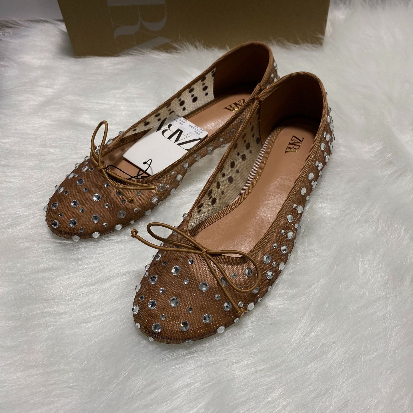 ZA manufacturers 2025 summer foreign trade new breathable flat bottom rhinestone decoration bow fashion and versatile women's shoes