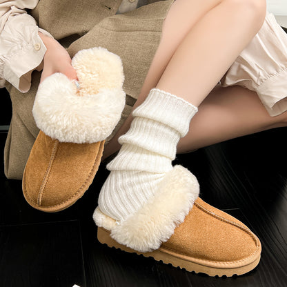 UG home Sampo Tast snow boots women's fur integrated star flip flops warm slip-on shoes thick-soled non-slip cotton shoes women's boots