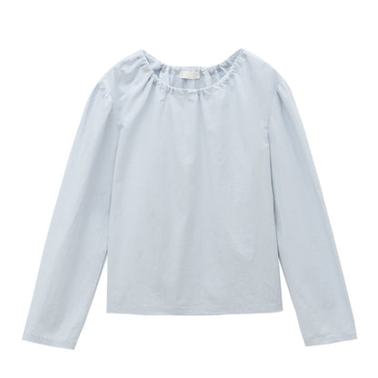 Love and Nancy Guangzhou Thirteen Lines Xia Yuan Innovative Korean Drawstring Drop Shoulder Puff Sleeve Crew Neck Shirt 11065