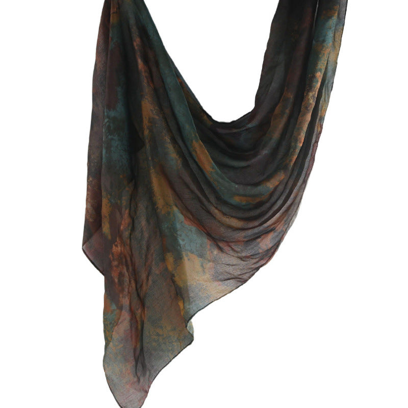 Cross-border hot selling watercolor painting series modal cotton shawl satin print scarf ethnic headscarf women's scarf