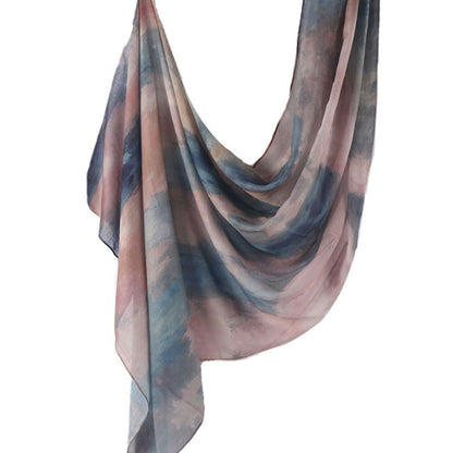 Cross-border hot selling watercolor painting series modal cotton shawl satin print scarf ethnic headscarf women's scarf