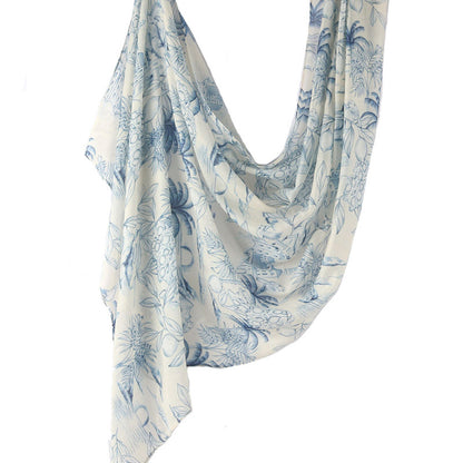 Cross-border hot selling watercolor painting series modal cotton shawl satin print scarf ethnic headscarf women's scarf