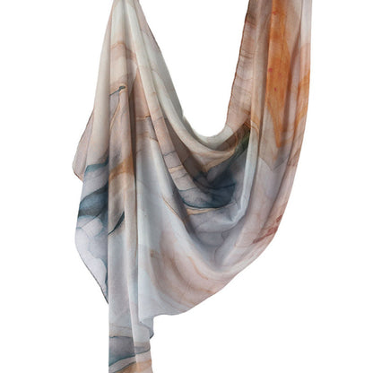 Cross-border hot selling watercolor painting series modal cotton shawl satin print scarf ethnic headscarf women's scarf