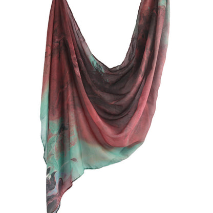 Cross-border hot selling watercolor painting series modal cotton shawl satin print scarf ethnic headscarf women's scarf