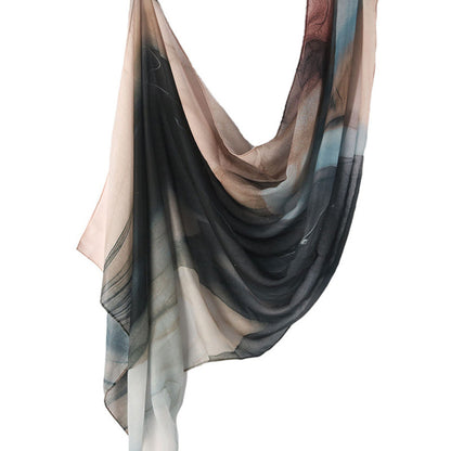 Cross-border hot selling watercolor painting series modal cotton shawl satin print scarf ethnic headscarf women's scarf