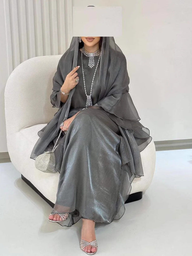 Dubai cardigan robe dress maxi skirt Middle Eastern women's cross-border loose
