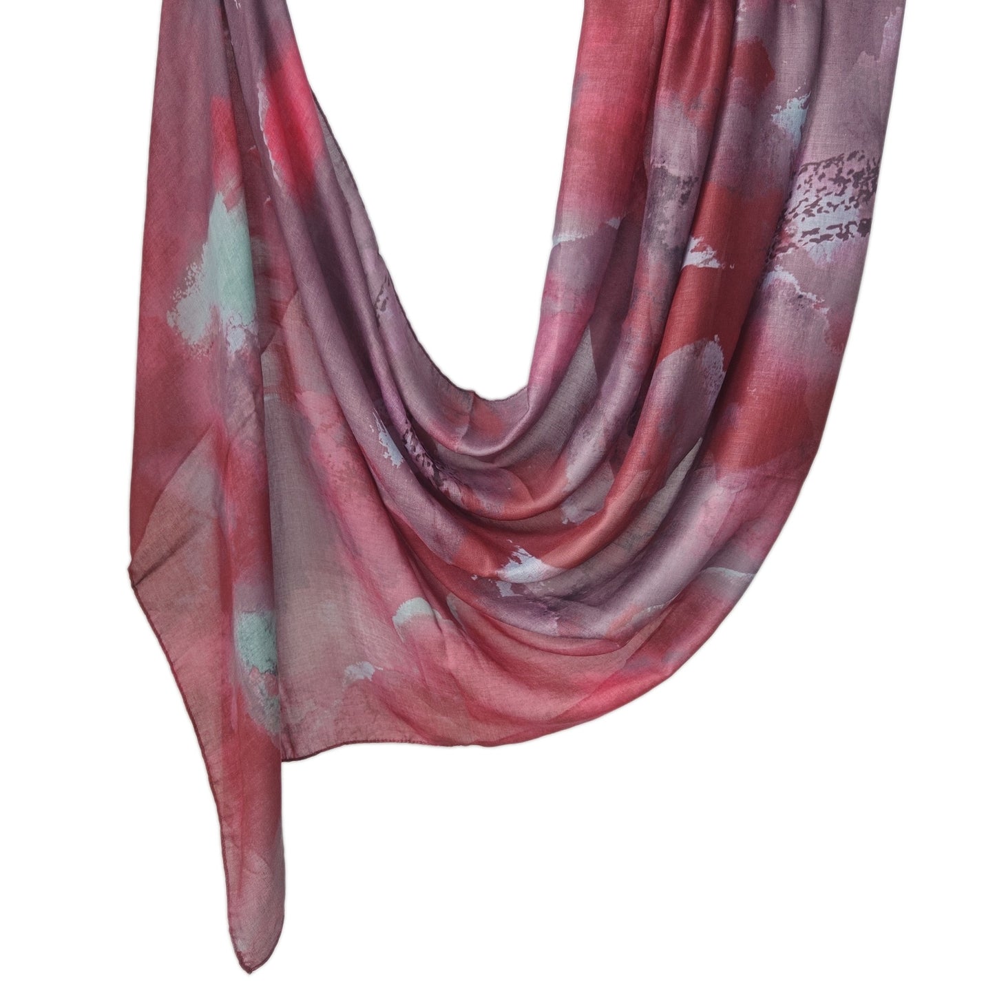 [Polyester Cotton Printing] cross-border hot selling watercolor series printed scarf double-sided penetration soft surrounding tie-dye east end