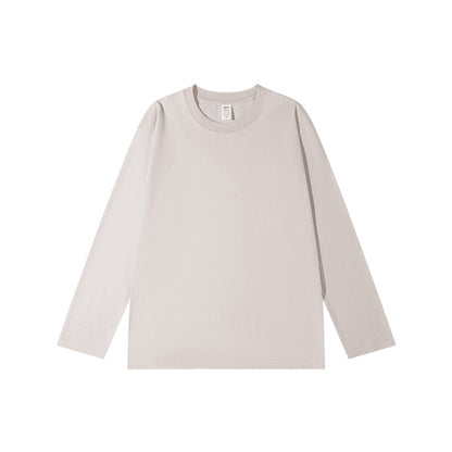 300g cotton long sleeve heavy crew neck solid color T-shirt women's loose versatile base shirt couple men's and women's style