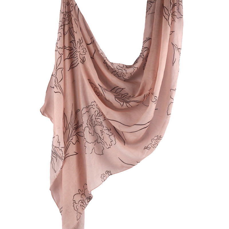 Cross-border hot selling watercolor painting series modal cotton shawl satin print scarf ethnic headscarf women's scarf