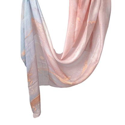 [Polyester Cotton Printing] cross-border hot selling watercolor series printed scarf double-sided penetration soft surrounding tie-dye east end