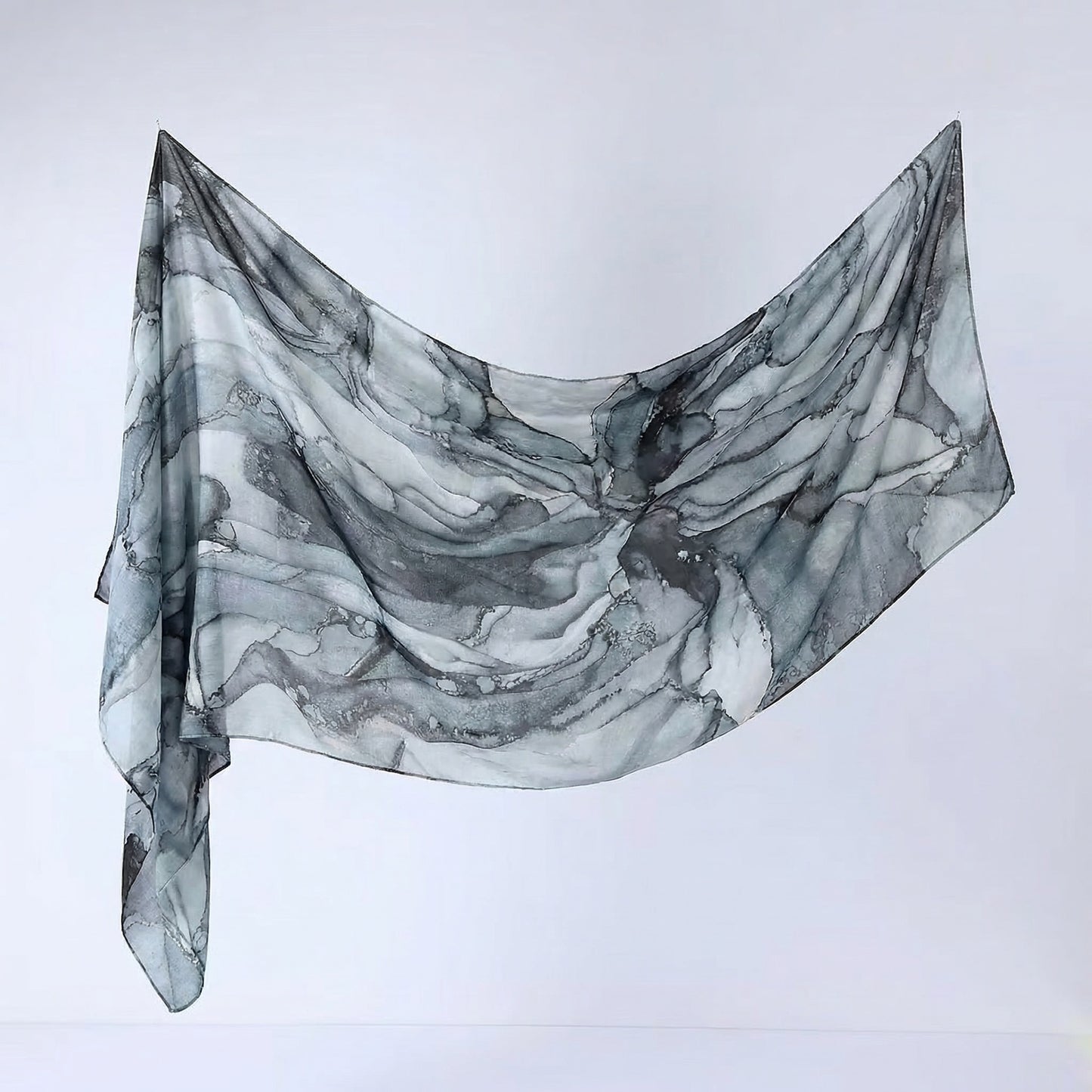 Cross-border silk scarf long strip scarf for women, watercolor breathable sun-protection shawl, summer thin Malaysian headscarf