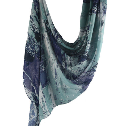 Cross-border hot selling watercolor painting series modal cotton shawl satin print scarf ethnic headscarf women's scarf