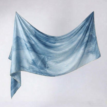 Cross-border silk scarf long strip scarf for women, watercolor breathable sun-protection shawl, summer thin Malaysian headscarf