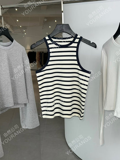 (New Store Benefits) [Loss 55 80] Beautiful and stylish FR combed cotton Japanese sleeve striped T-shirt and vest