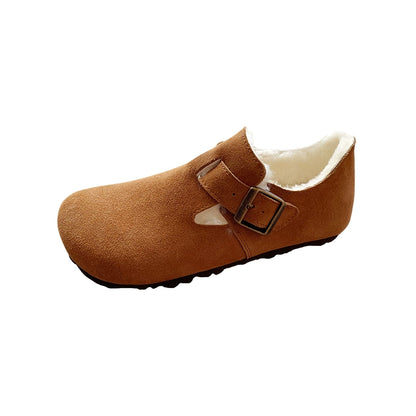 Sheepskin fur integrated Birkenstock shoes female genuine leather cork Boken edamame bean shoes autumn and winter pile platform snow boots