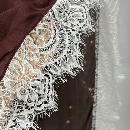 Modal polka dot print lace hijab
