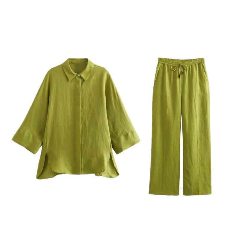 Wholesale 2023 summer European and American style women's long-sleeve wide-sleeve linen shirts