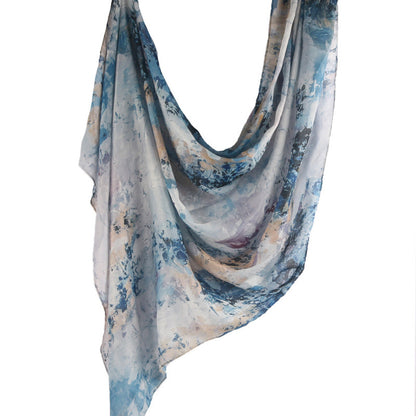 Cross-border hot selling watercolor painting series modal cotton shawl satin print scarf ethnic headscarf women's scarf